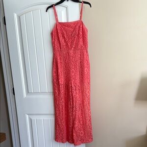 FRENCH CONNECTION Elegant Coral Lace Jumpsuit